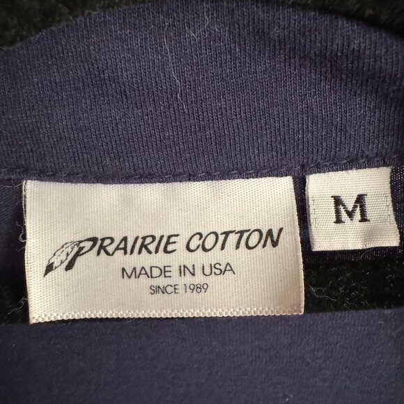 Prairie Cotton Button Down Shirt Elbow Sleeve Navy Medium - Picture 6 of 6